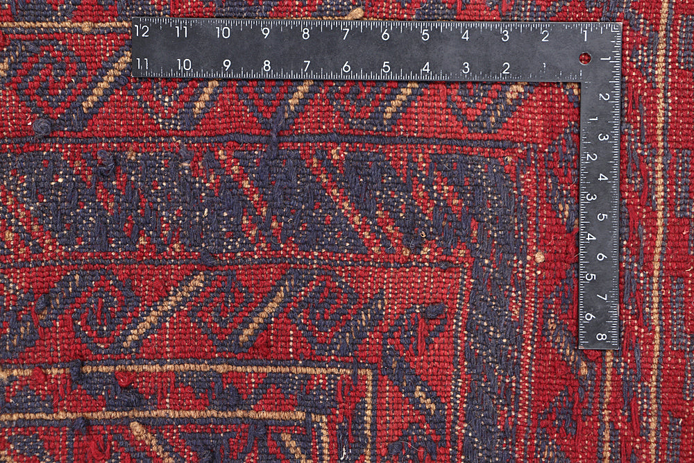 Red Handmade Mashwani Afghan Rug Rectangular