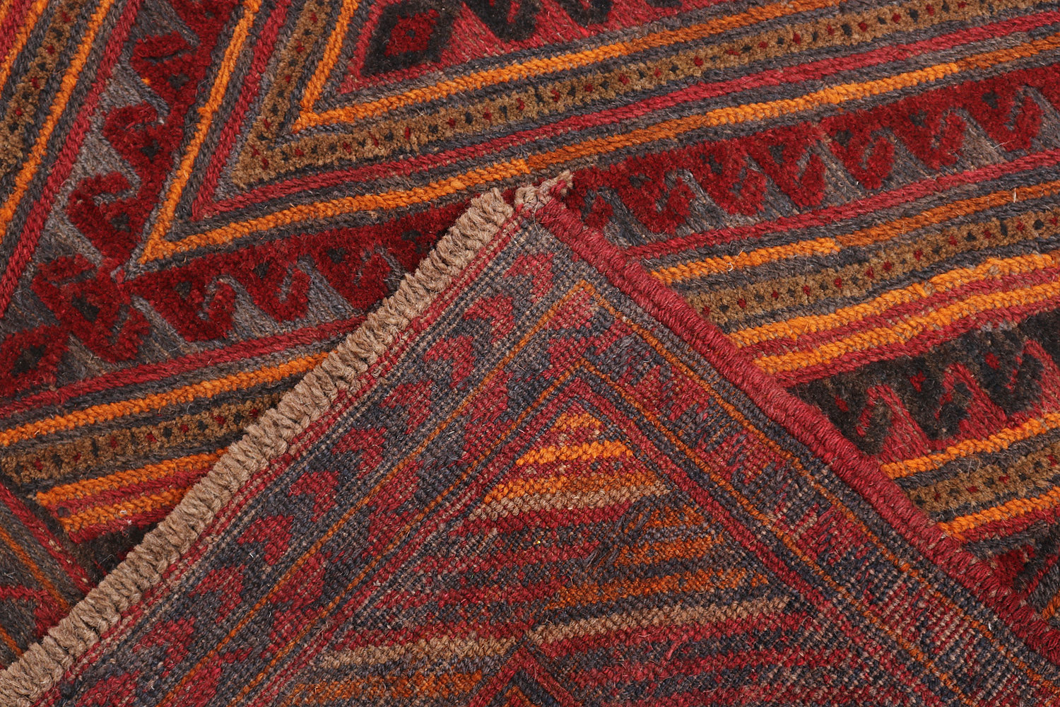 4' 6" x 6' 6  Red Handmade Mashwani Afghan Rug Rectangular