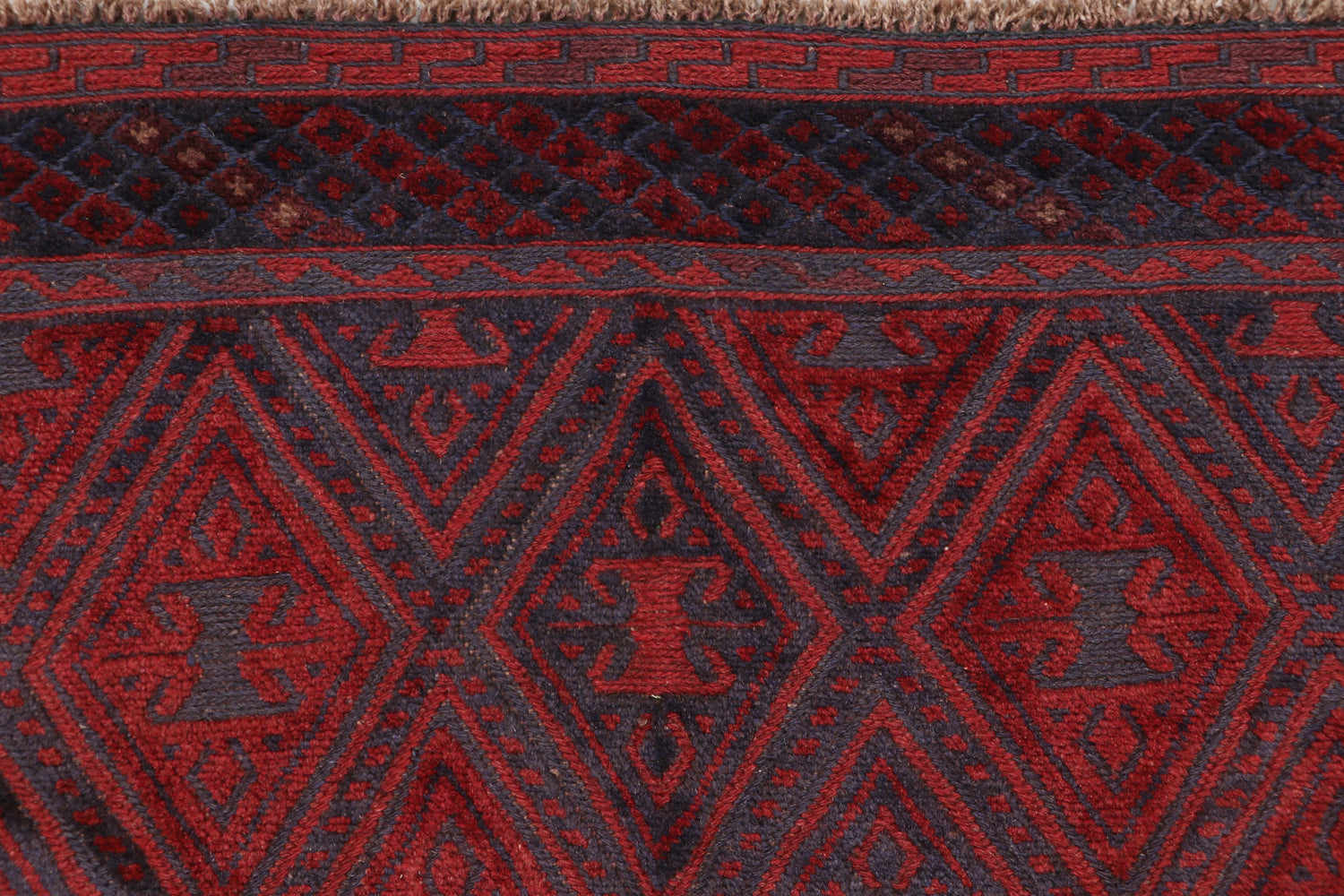 Red Handmade Mashwani Afghan Rug Rectangular