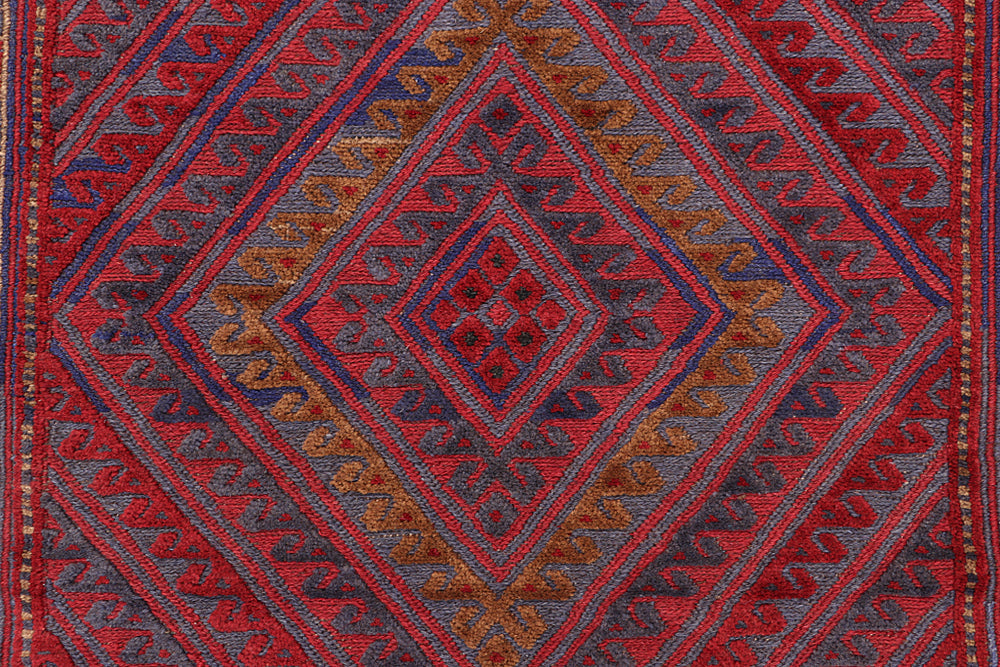 4' 6" x 6' 6  Red Handmade Mashwani Afghan Rug Rectangular