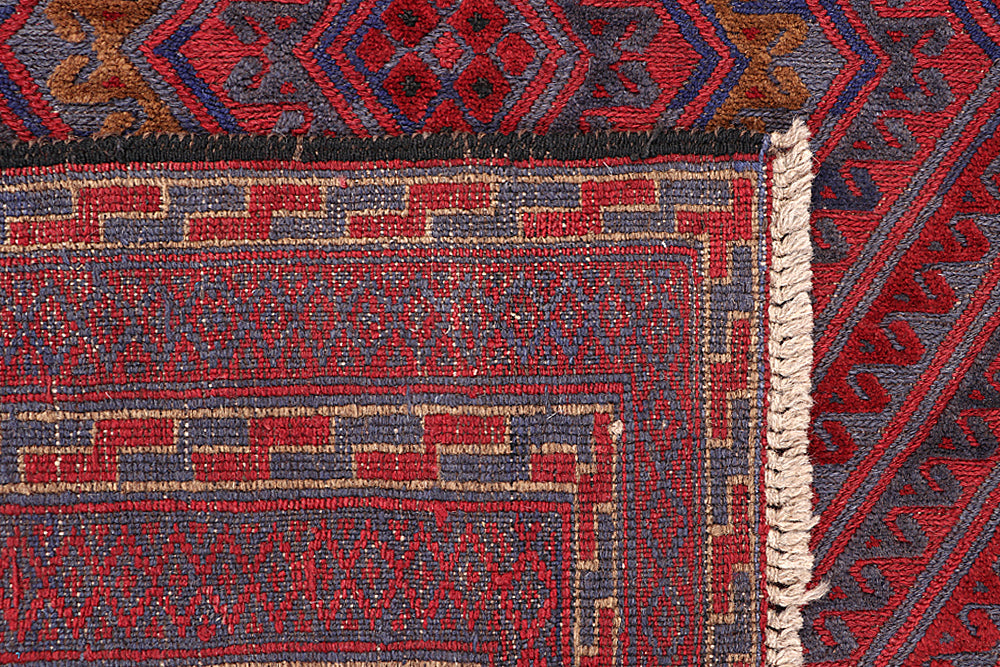 4' 6" x 6' 6  Red Handmade Mashwani Afghan Rug Rectangular