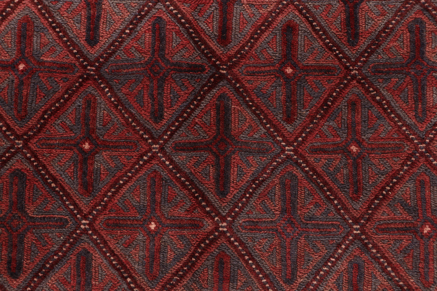 4' 6" x 6' 6  Red Handmade Mashwani Afghan Rug Rectangular