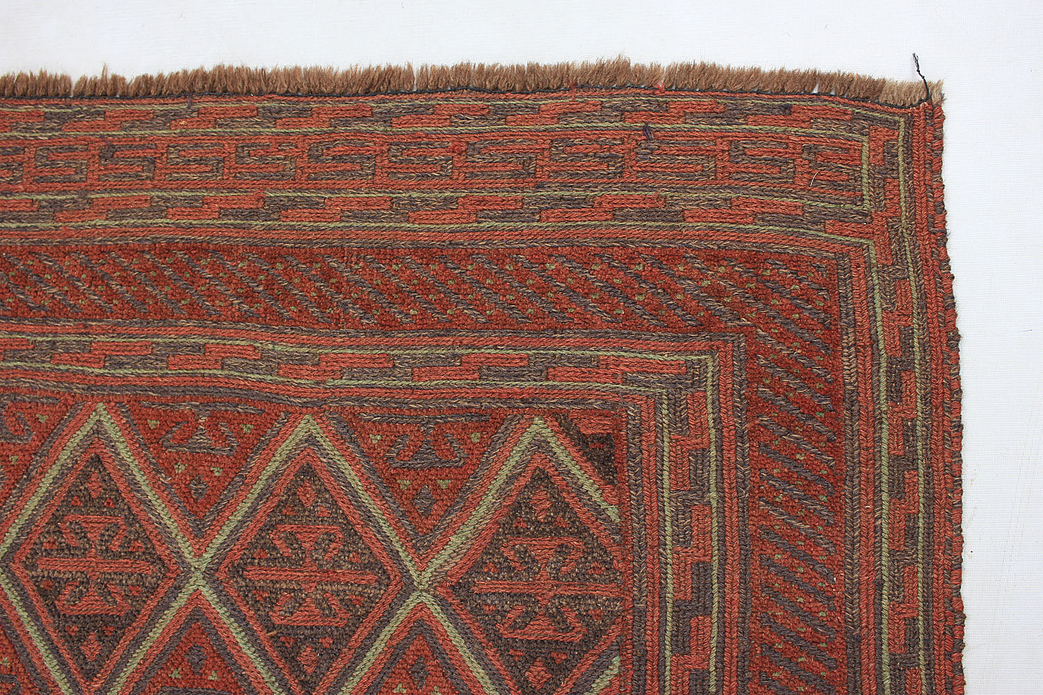 Brown Handmade Mashwani Afghan Rug Rectangular