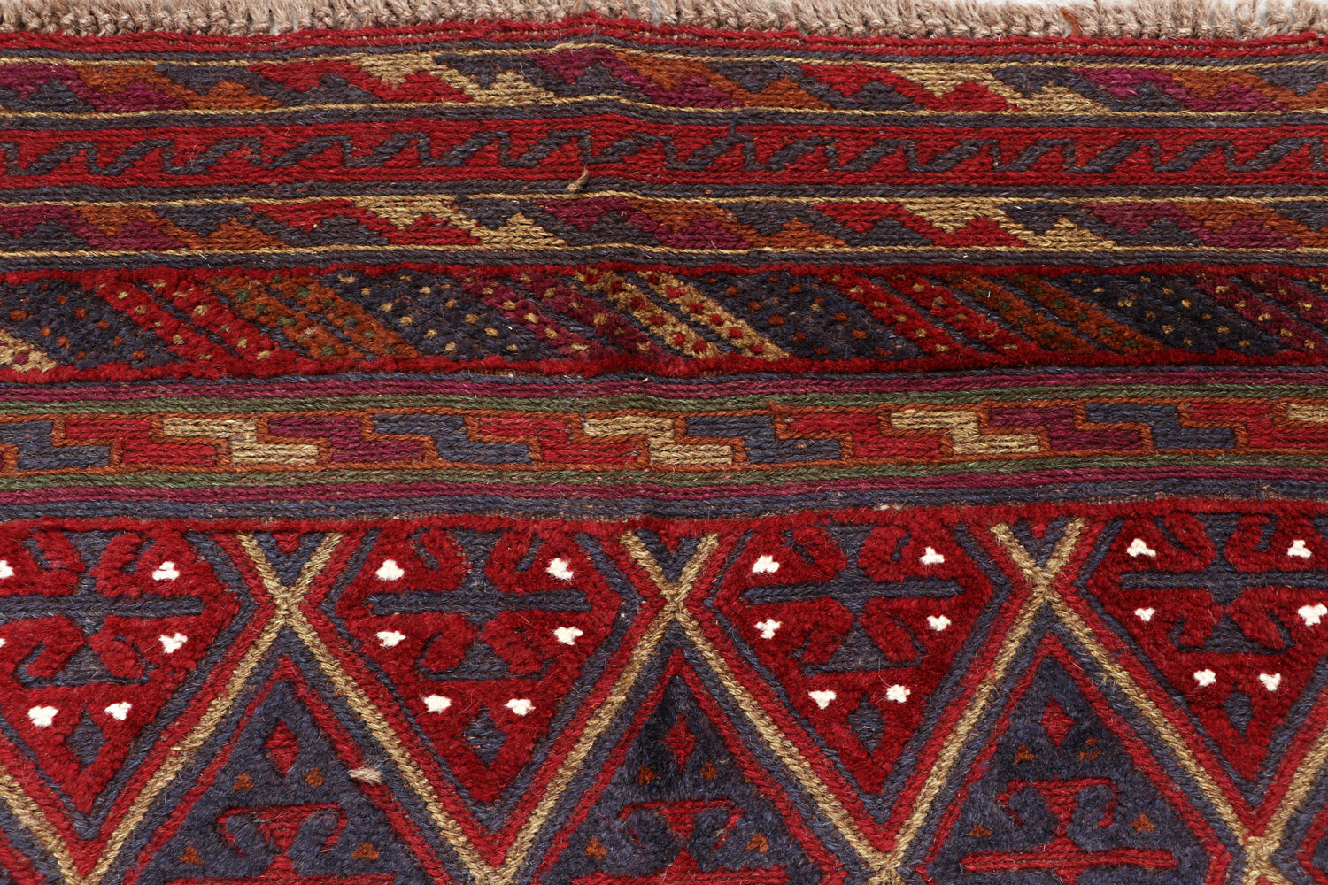 Red Handmade Mashwani Afghan Rug Rectangular