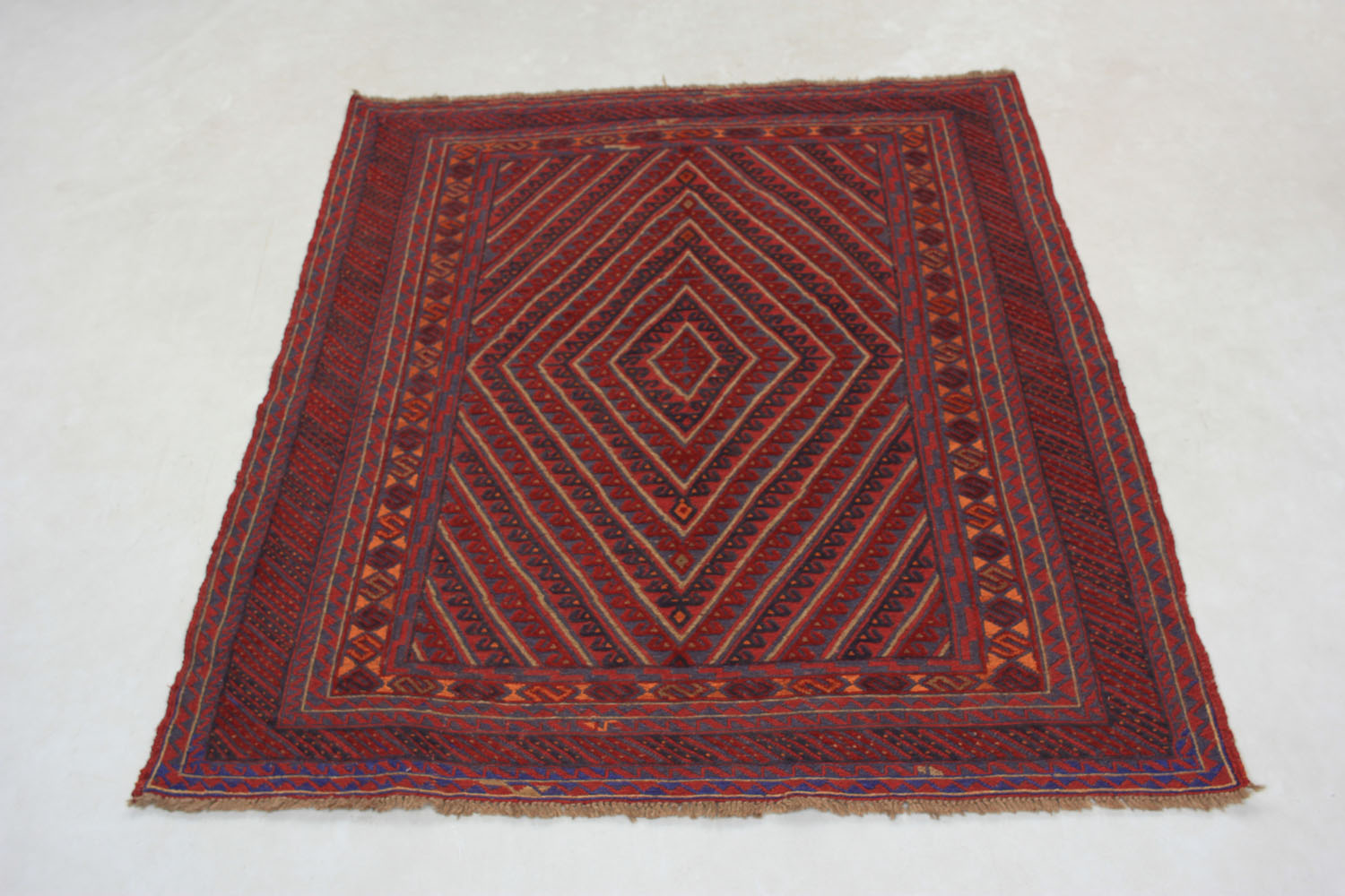 Red Handmade Mashwani Afghan Rug Rectangular