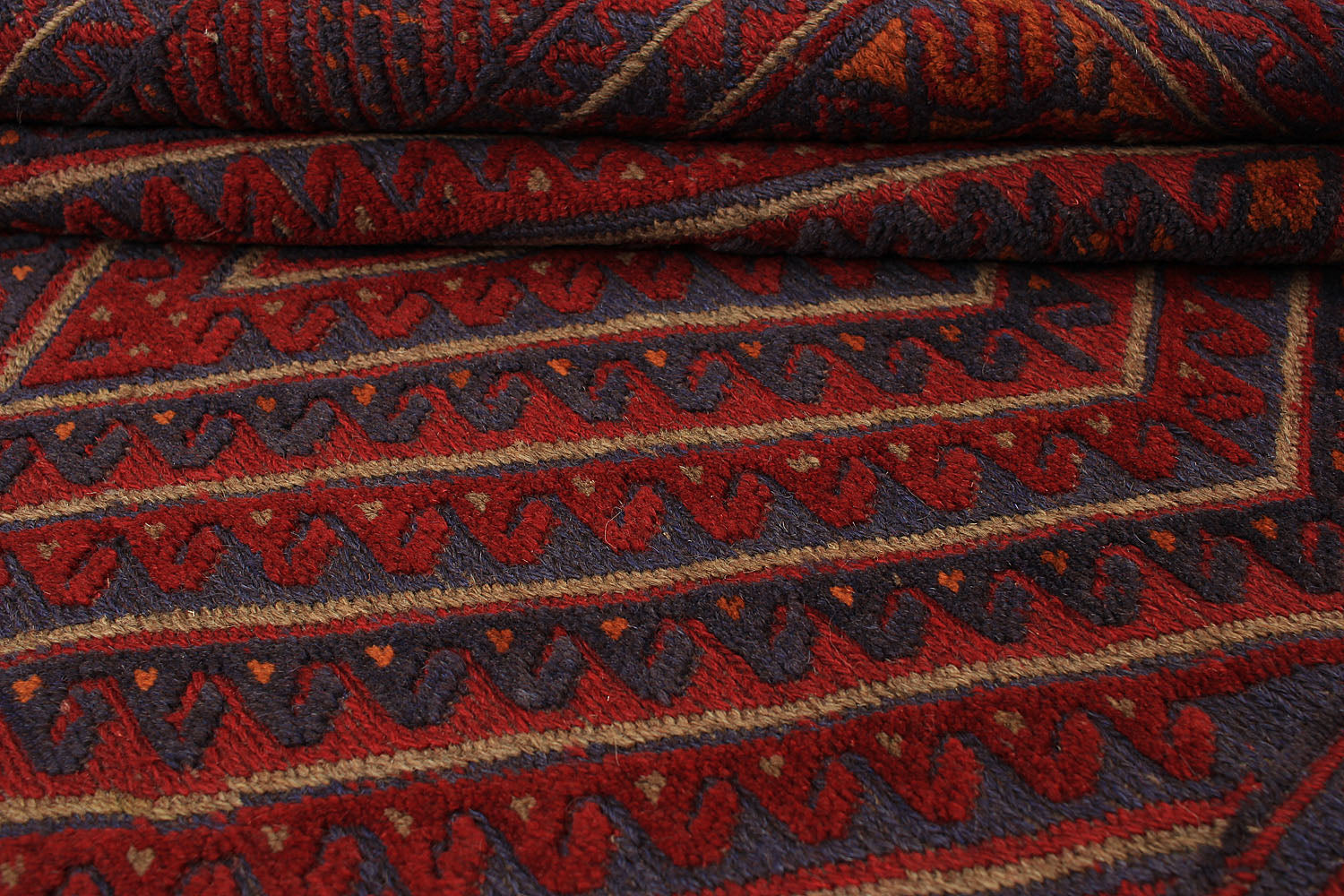 Red Handmade Mashwani Afghan Rug Rectangular