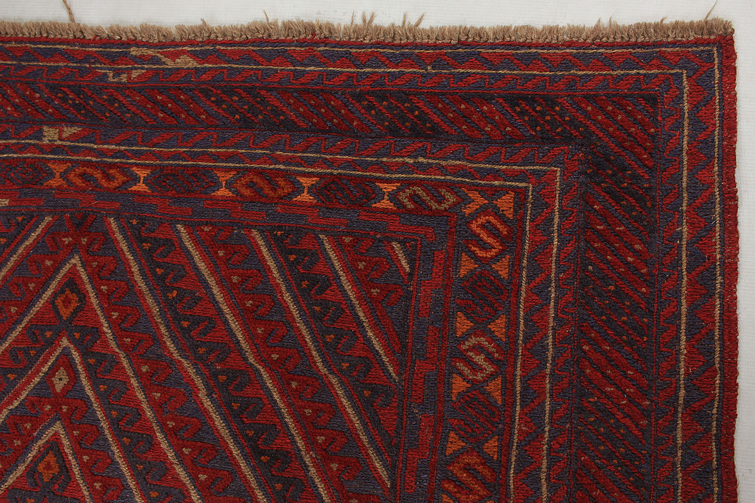 Red Handmade Mashwani Afghan Rug Rectangular