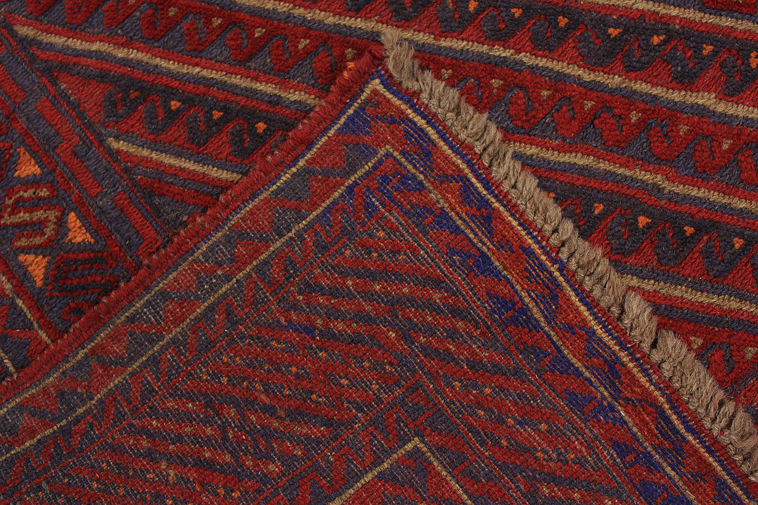 Red Handmade Mashwani Afghan Rug Rectangular