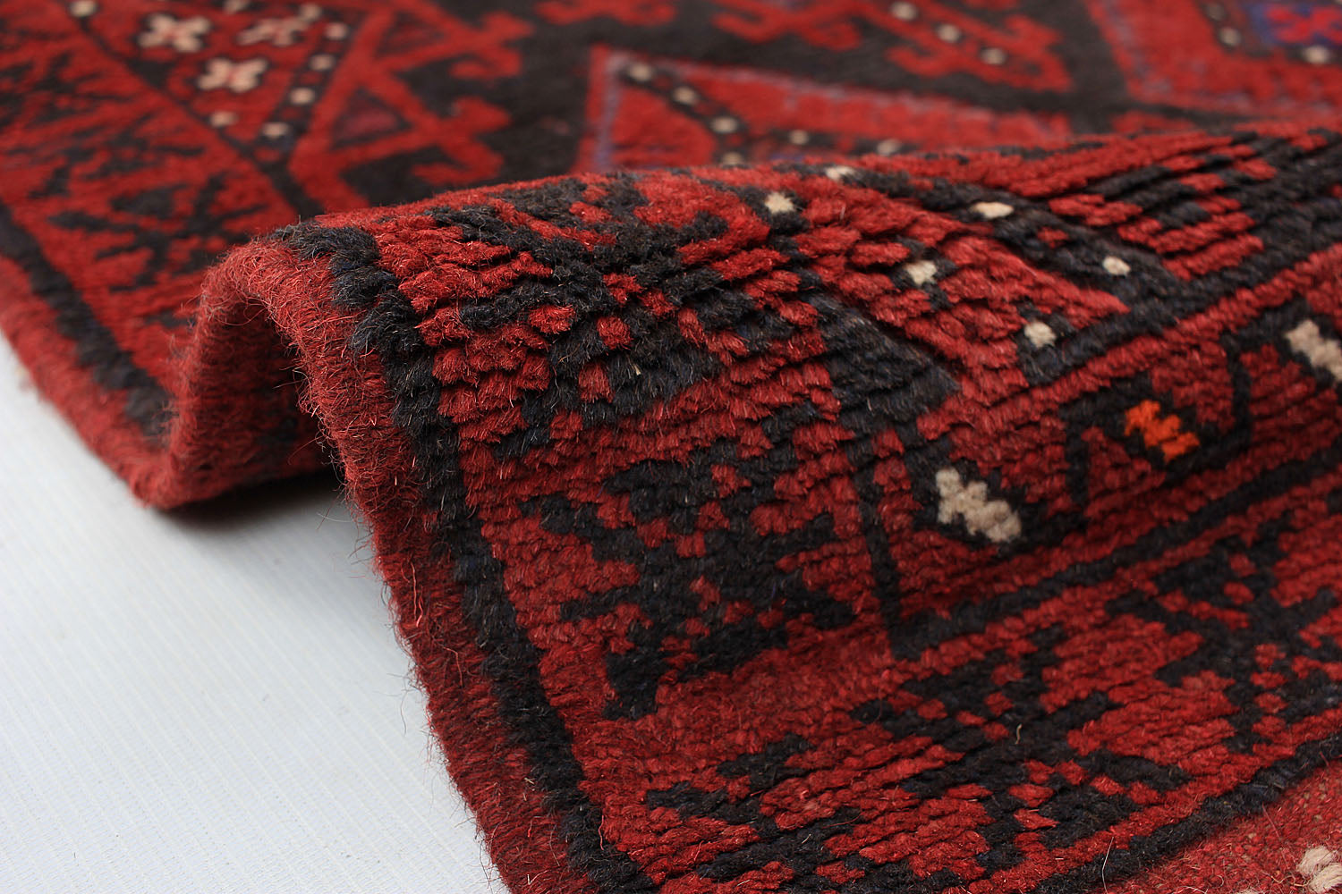 10' 6" X 2' 6"  Red Handmade Mashwani Afghan Rug Runner