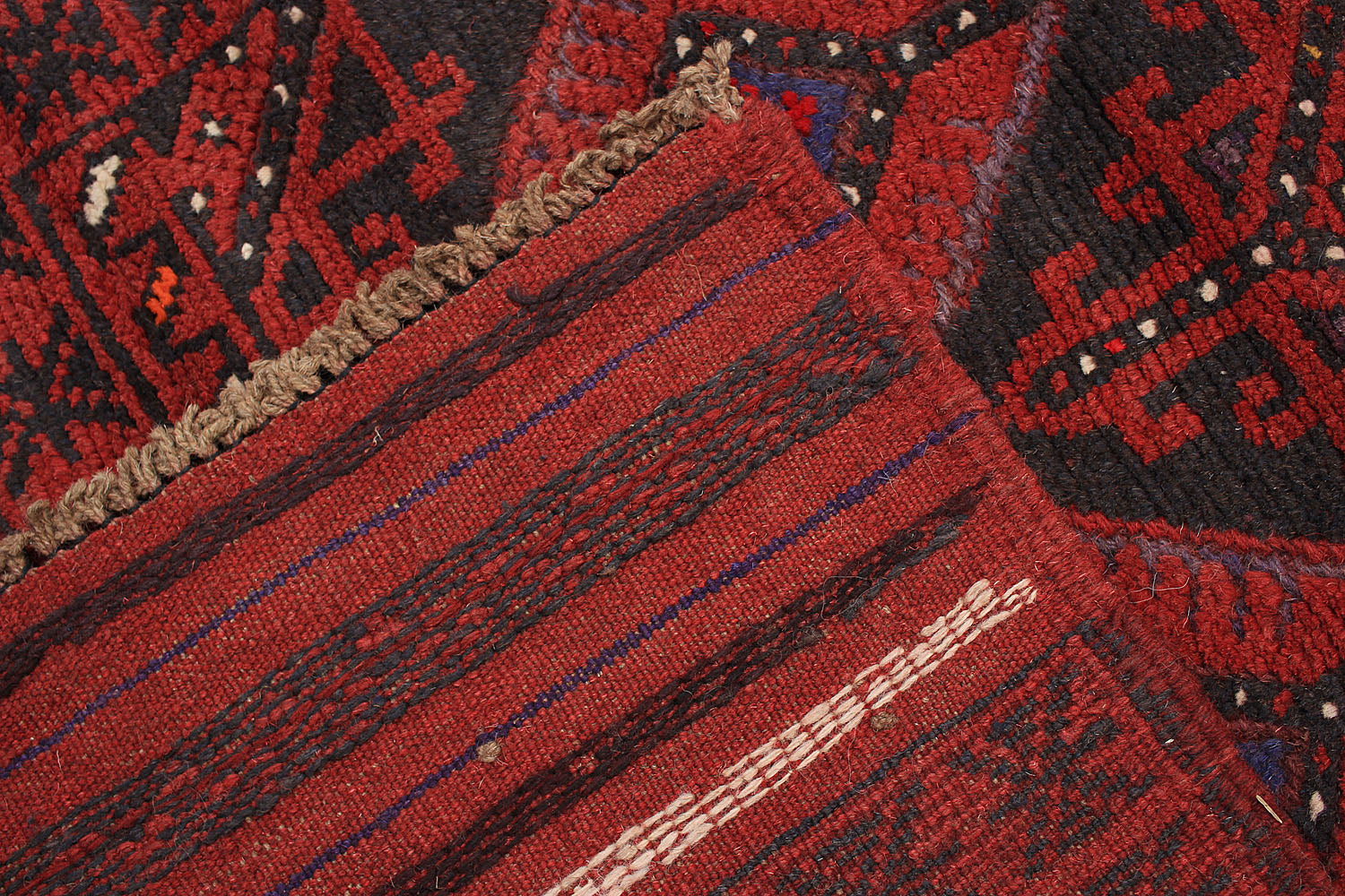 10' 6" X 2' 6"  Red Handmade Mashwani Afghan Rug Runner