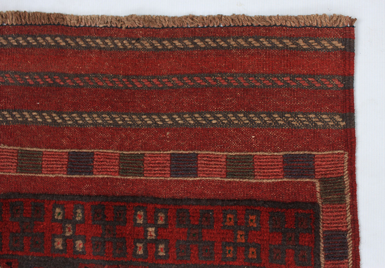 10' 6" X 2' 6"  Red Handmade Mashwani Afghan Rug Runner