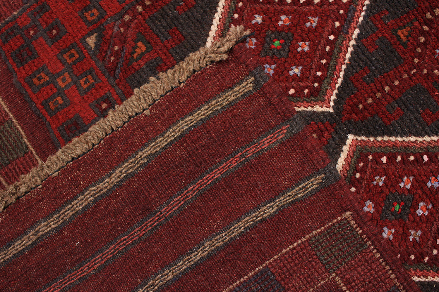 10' 6" X 2' 6"  Red Handmade Mashwani Afghan Rug Runner