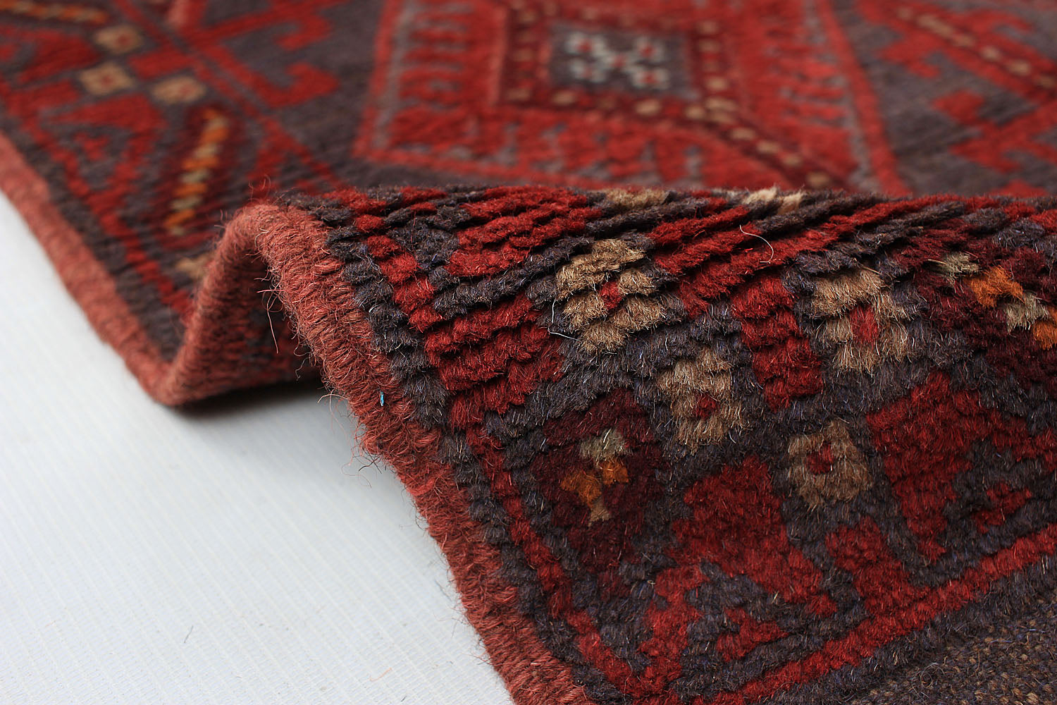 10' 6" X 2' 6"  Red Handmade Mashwani Afghan Rug Runner