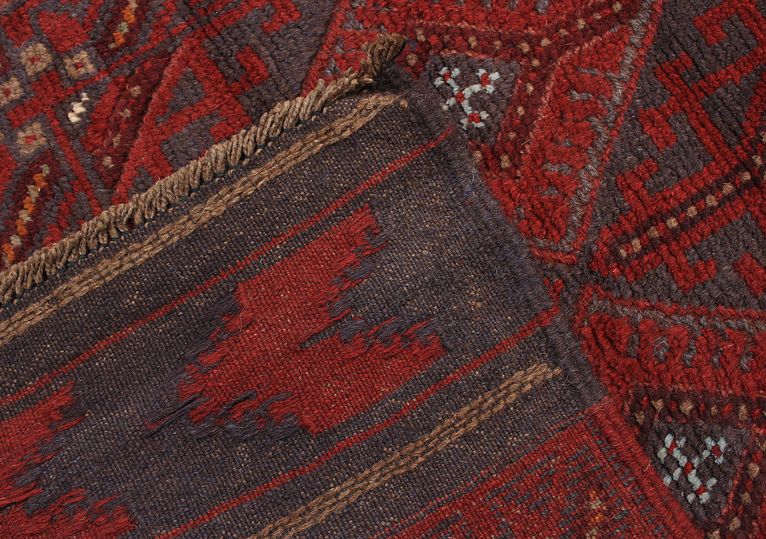 10' 6" X 2' 6"  Red Handmade Mashwani Afghan Rug Runner