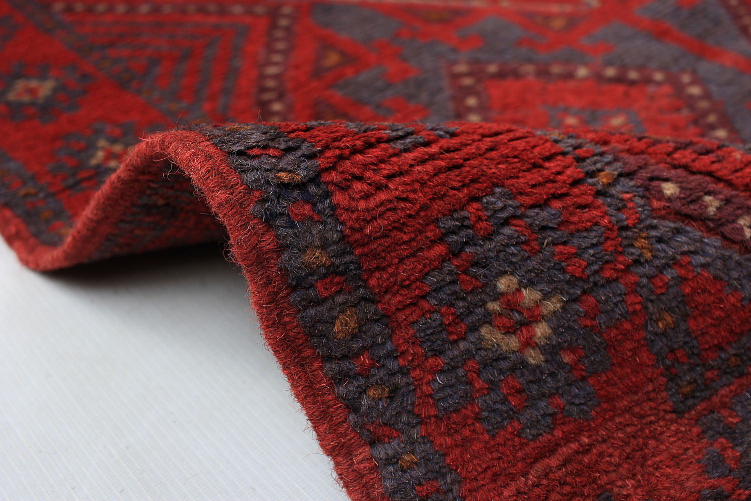 10' 6" X 2' 6"  Red Handmade Mashwani Afghan Rug Runner
