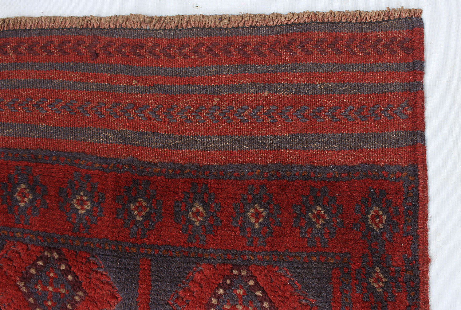 10' 6" X 2' 6"  Red Handmade Mashwani Afghan Rug Runner