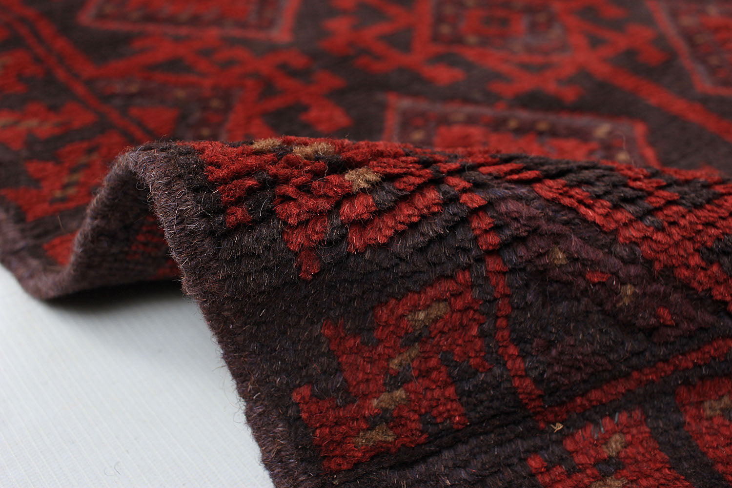 10' 6" X 2' 6"  Red Handmade Mashwani Afghan Rug Runner