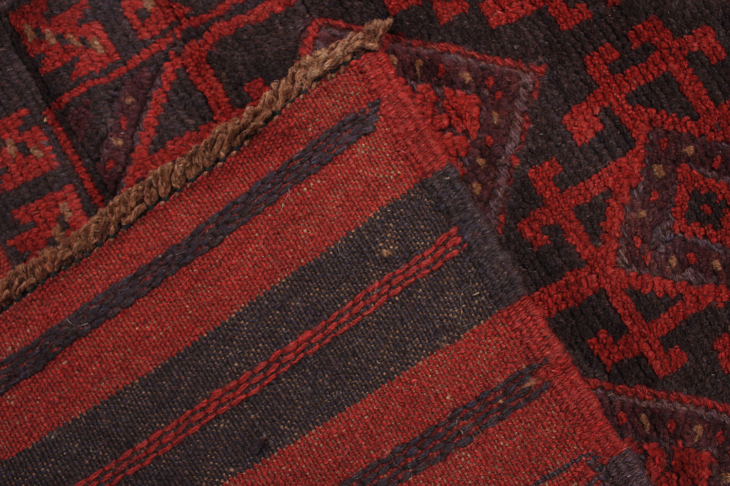 10' 6" X 2' 6"  Red Handmade Mashwani Afghan Rug Runner