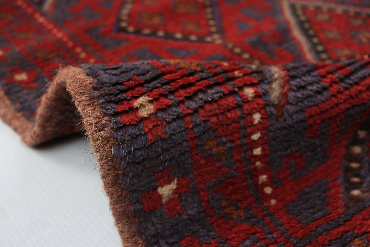 10' 6" X 2' 6"  Red Handmade Mashwani Afghan Rug Runner