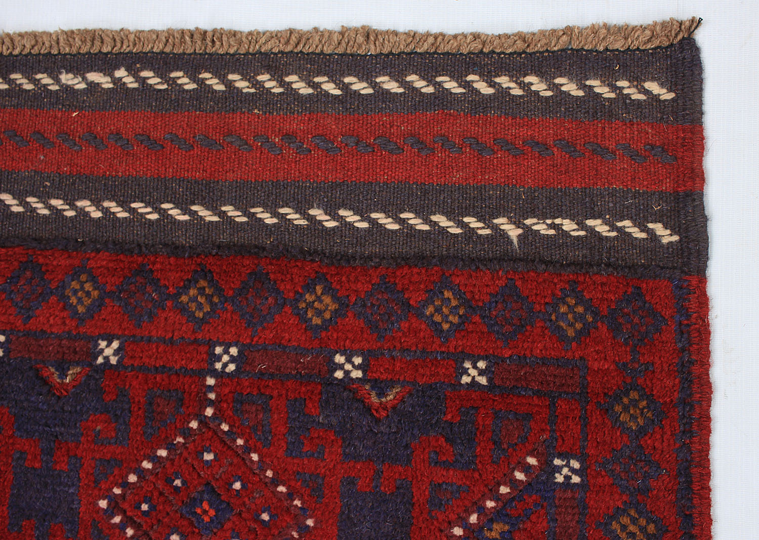 10' 6" X 2' 6"  Red Handmade Mashwani Afghan Rug Runner