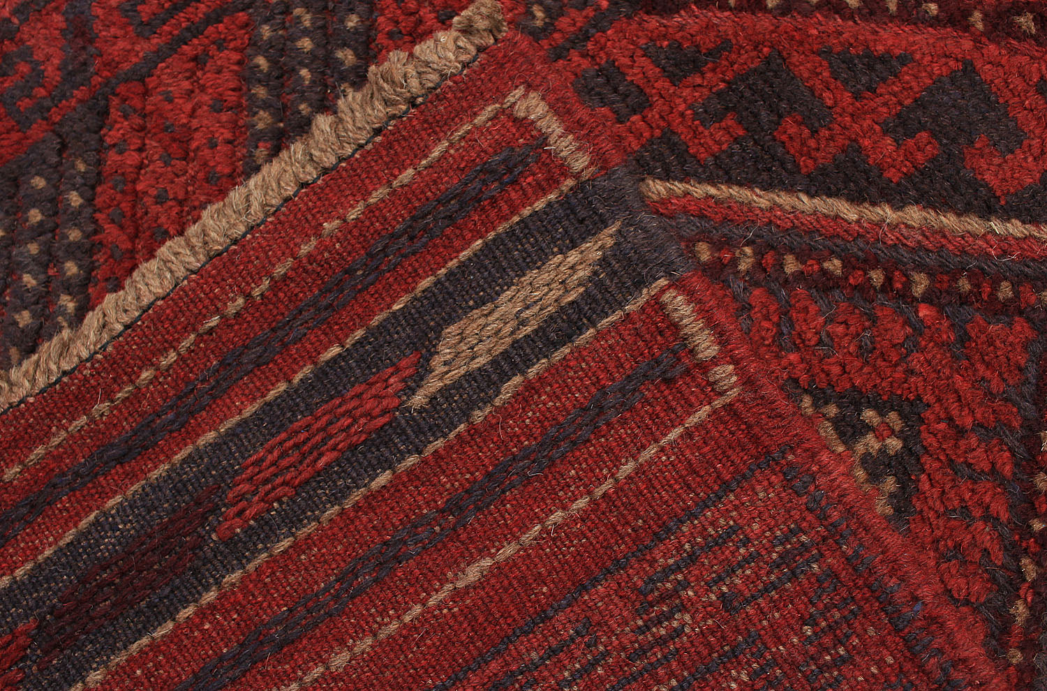 10' 6" X 2' 6"  Red Handmade Mashwani Afghan Rug Runner