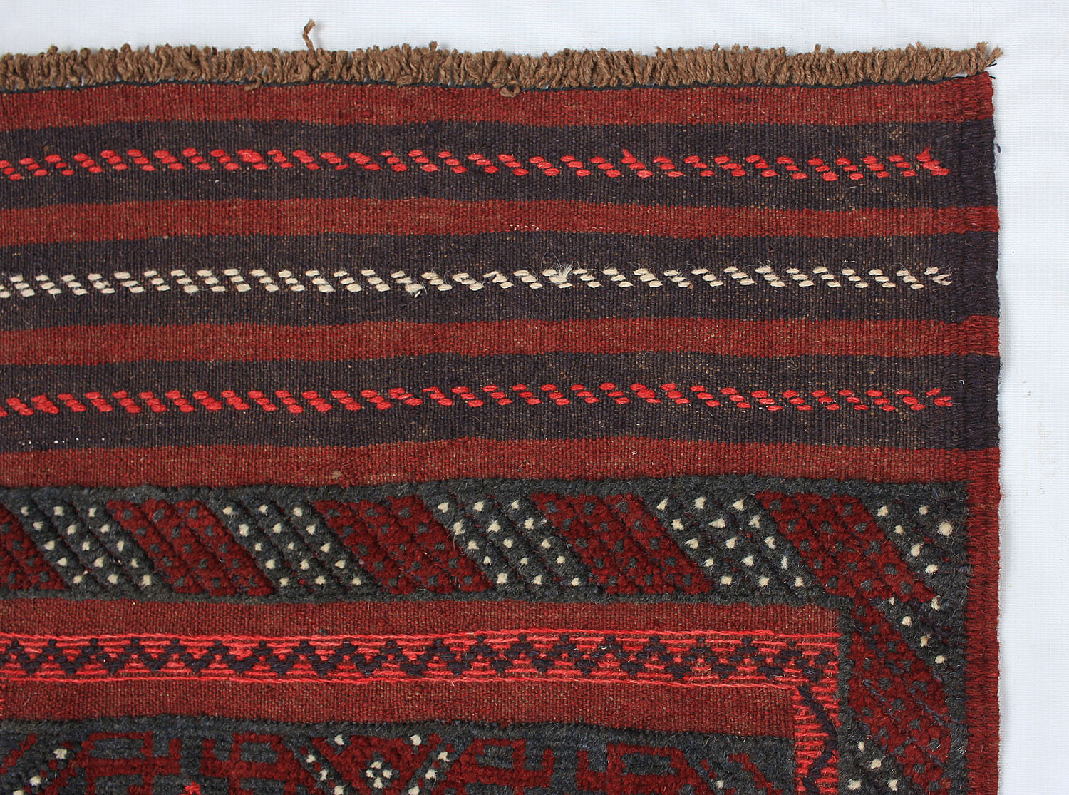 Red Handmade Mashwani Afghan Rug Rectangular