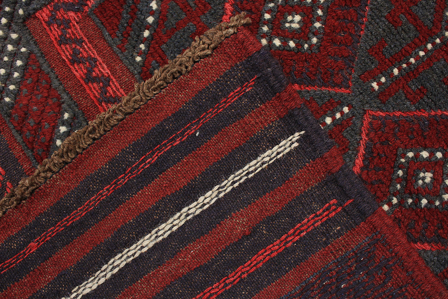 Red Handmade Mashwani Afghan Rug Rectangular