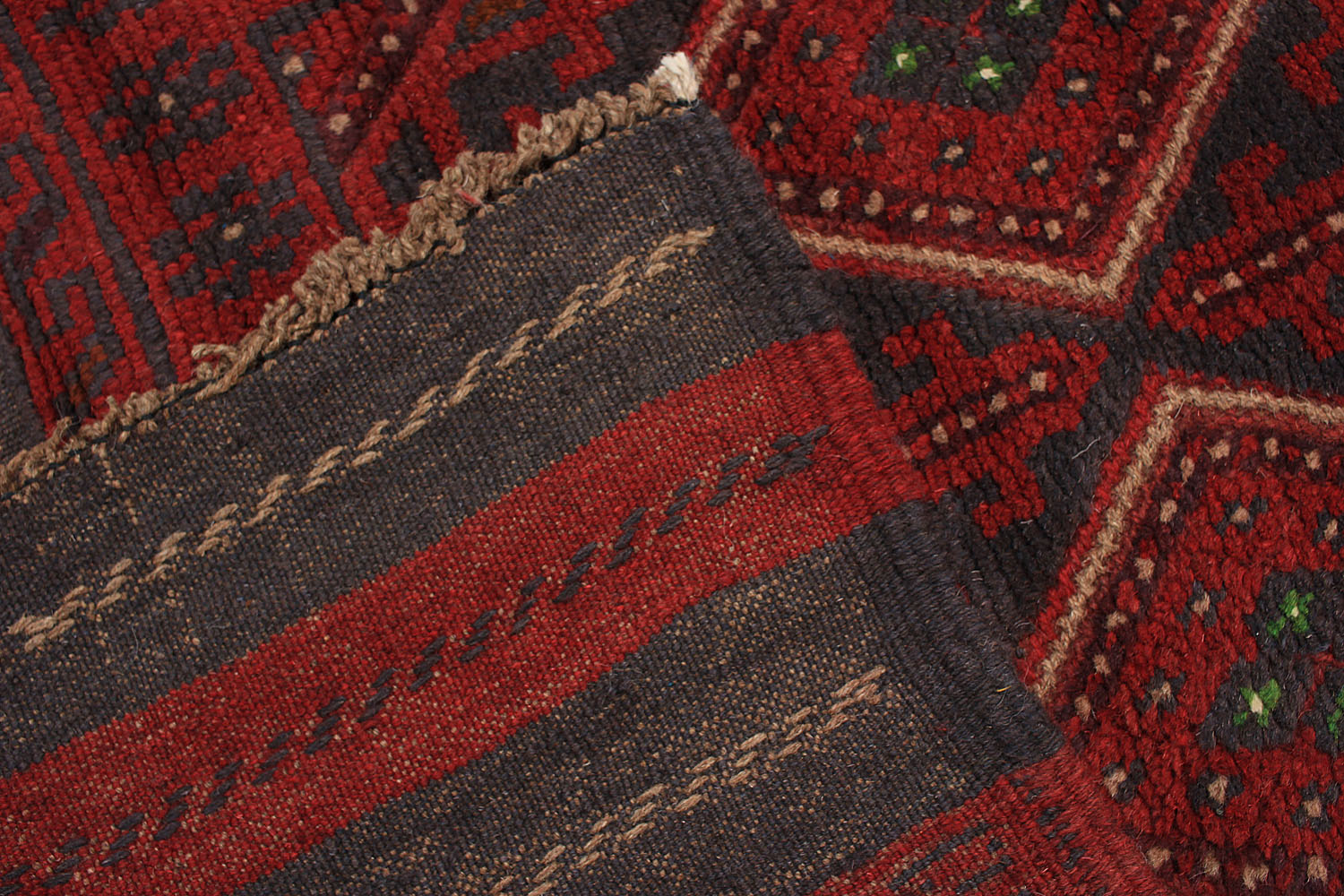 10' 6" X 2' 6"  Red Handmade Mashwani Afghan Rug Runner