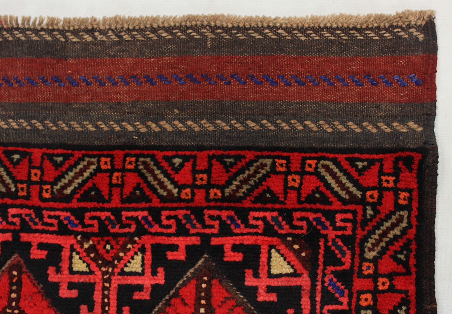 10' 6" X 2' 6"  Red Handmade Mashwani Afghan Rug Runner