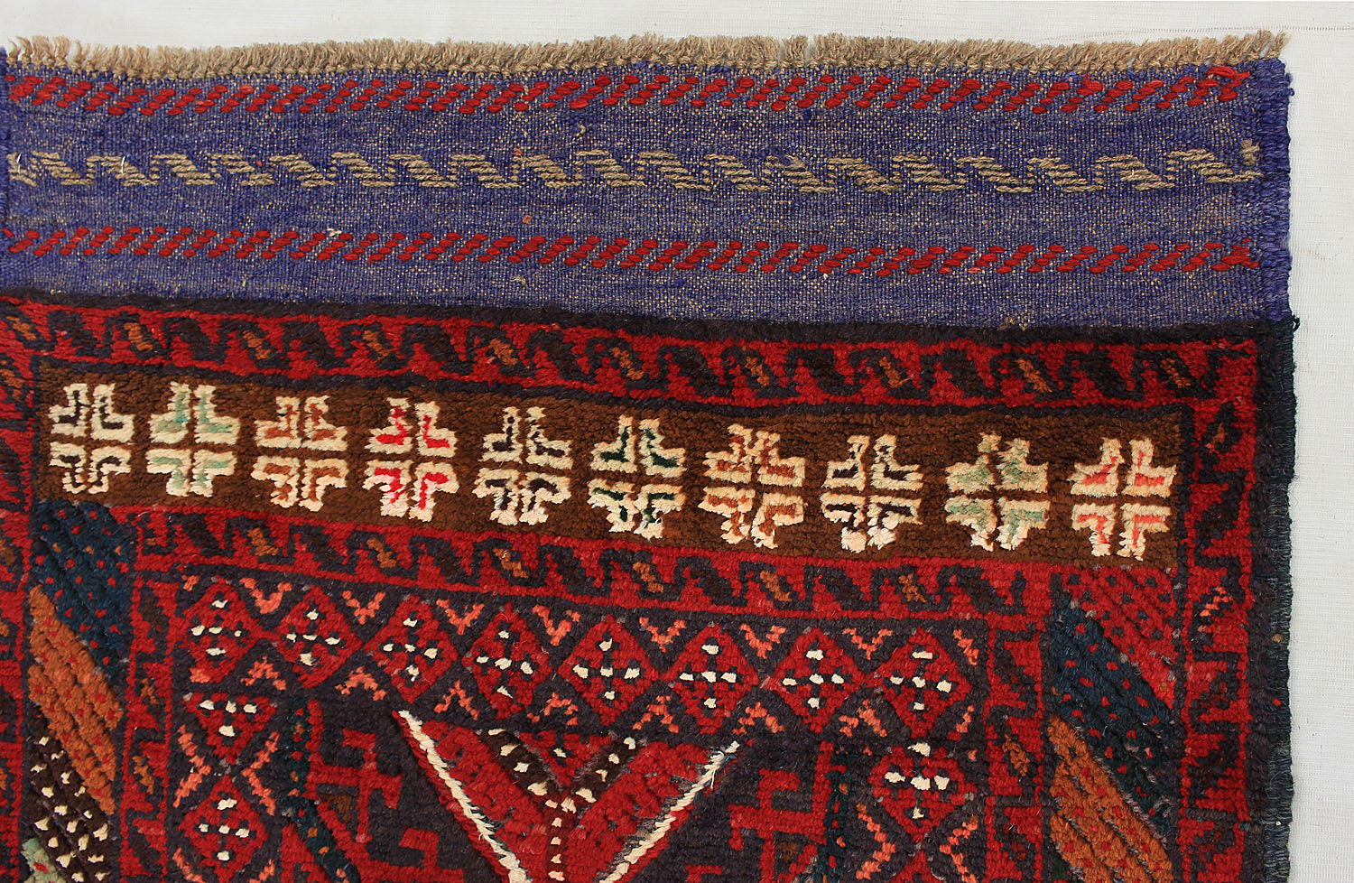 10' 6" X 2' 6"  Red Handmade Mashwani Afghan Rug Runner