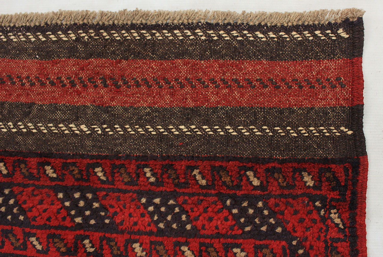 10' 6" X 2' 6"  Red Handmade Mashwani Afghan Rug Runner