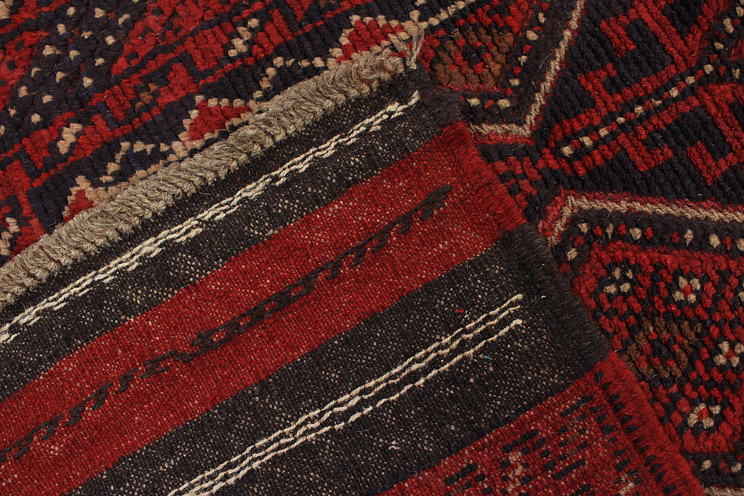 10' 6" X 2' 6"  Red Handmade Mashwani Afghan Rug Runner