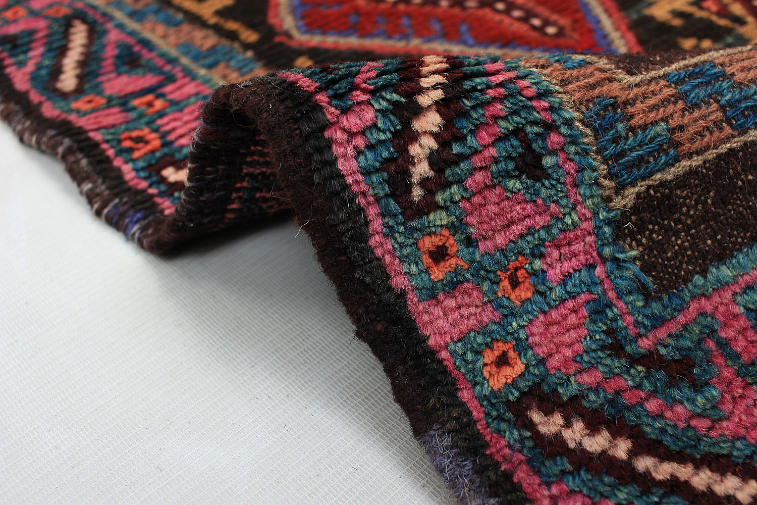 10' 6" X 2' 6"  Red Handmade Mashwani Afghan Rug Runner