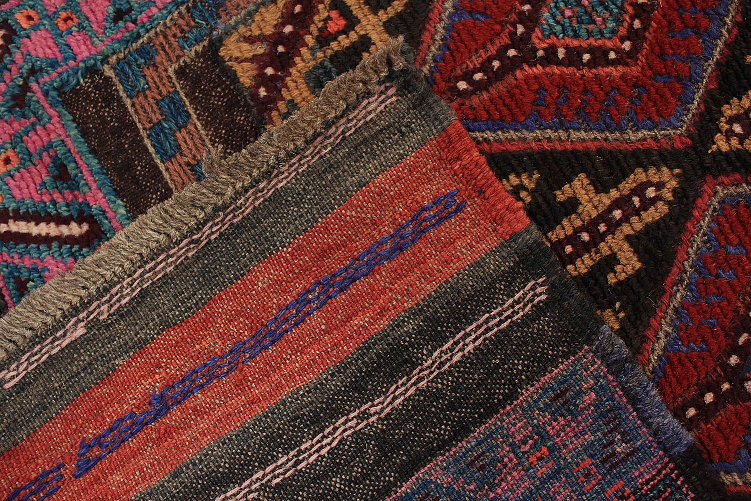 10' 6" X 2' 6"  Red Handmade Mashwani Afghan Rug Runner