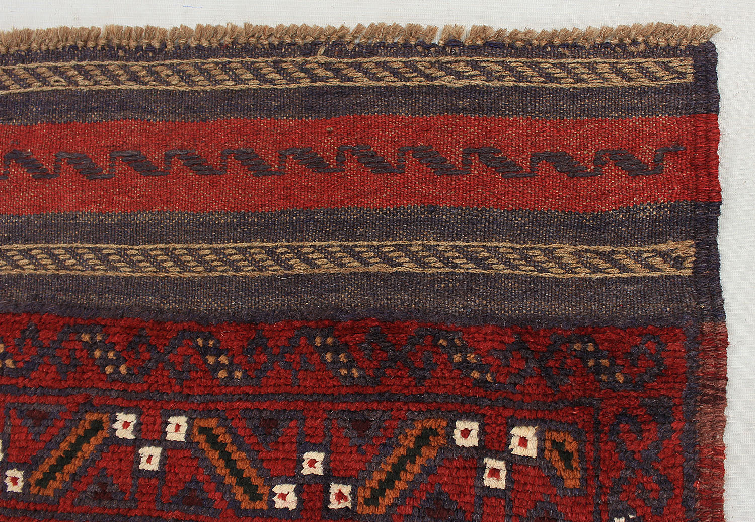 10' 6" X 2' 6"  Red Handmade Mashwani Afghan Rug Runner