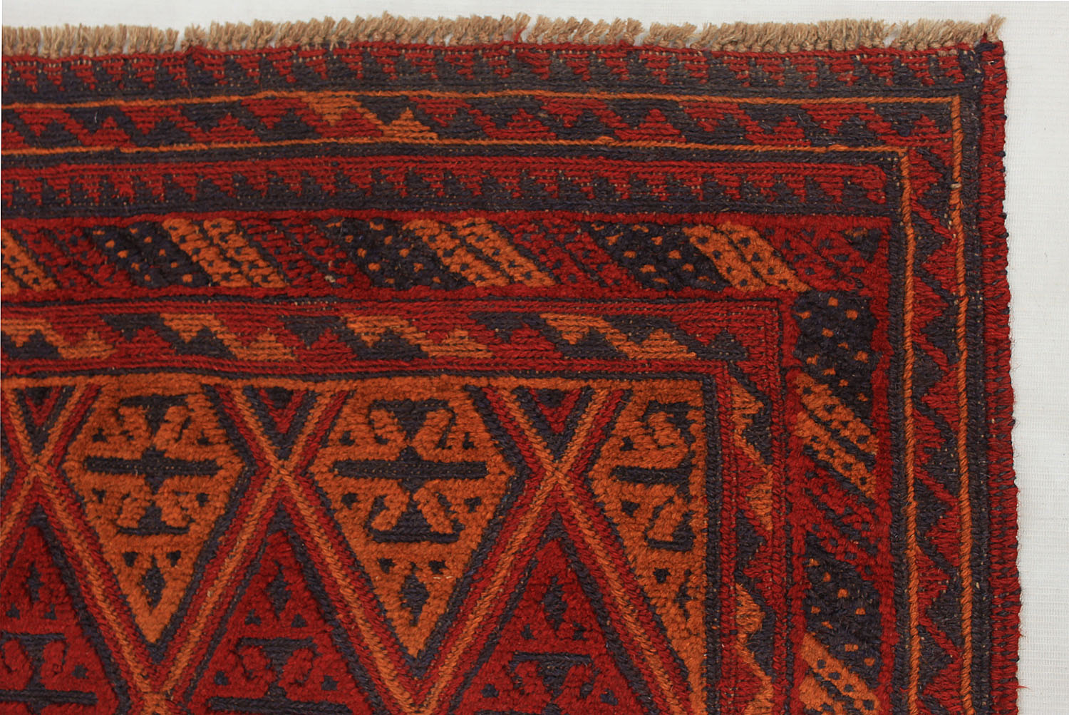 10' 6" X 2' 6"  Red Handmade Mashwani Afghan Rug Runner