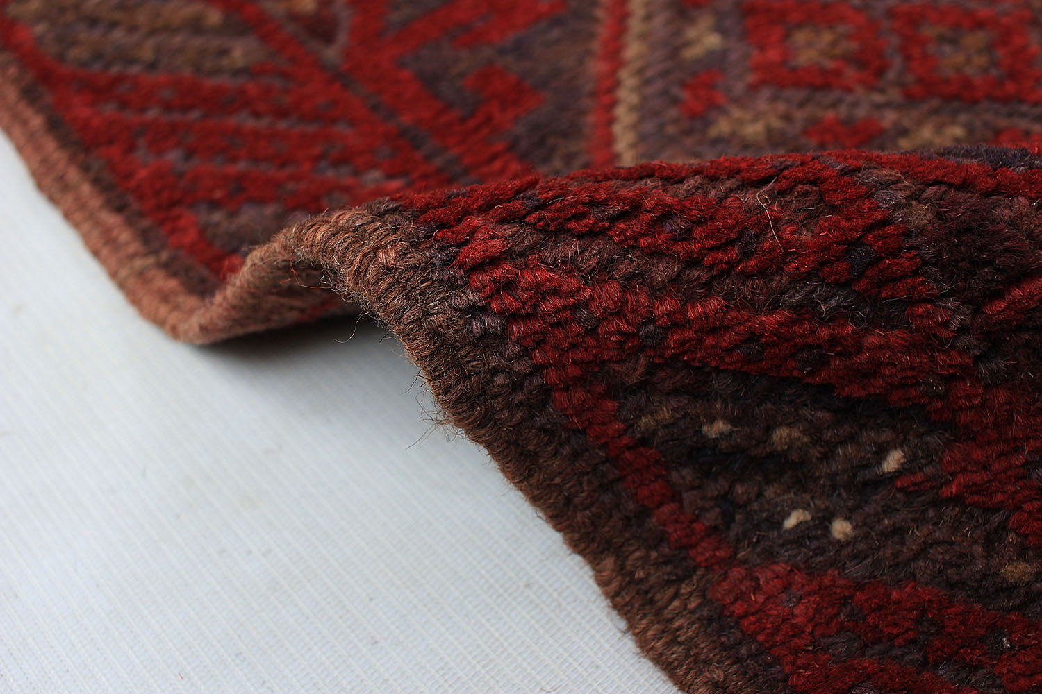 2' 6" X 9'  Red Handmade Mashwani Afghan Rug Runner