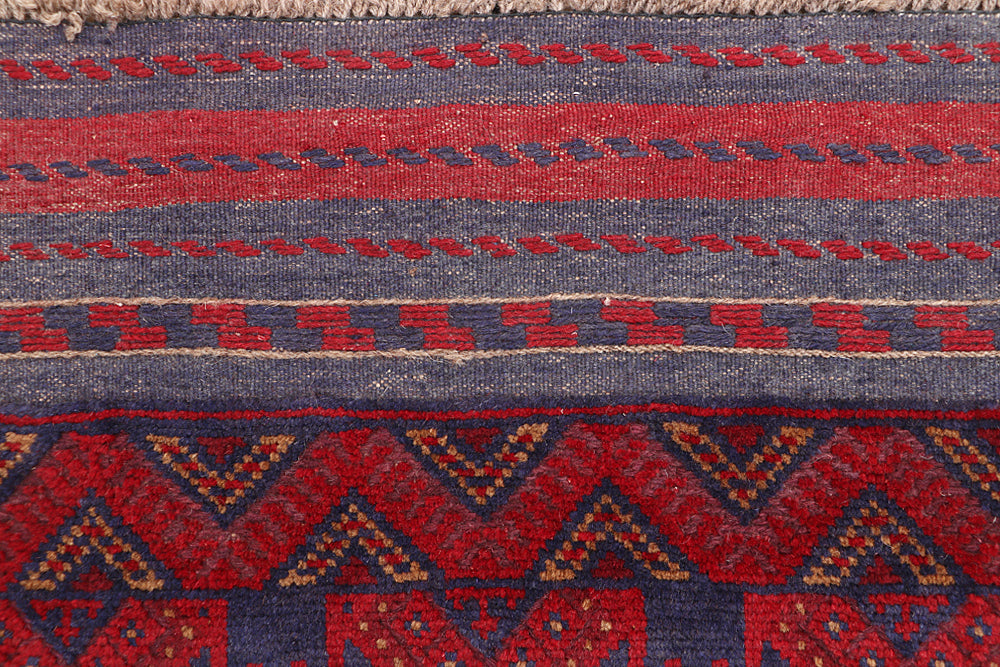 10' 6" X 2' 6"  Red Handmade Mashwani Afghan Rug Runner