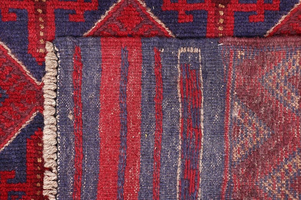 10' 6" X 2' 6"  Red Handmade Mashwani Afghan Rug Runner