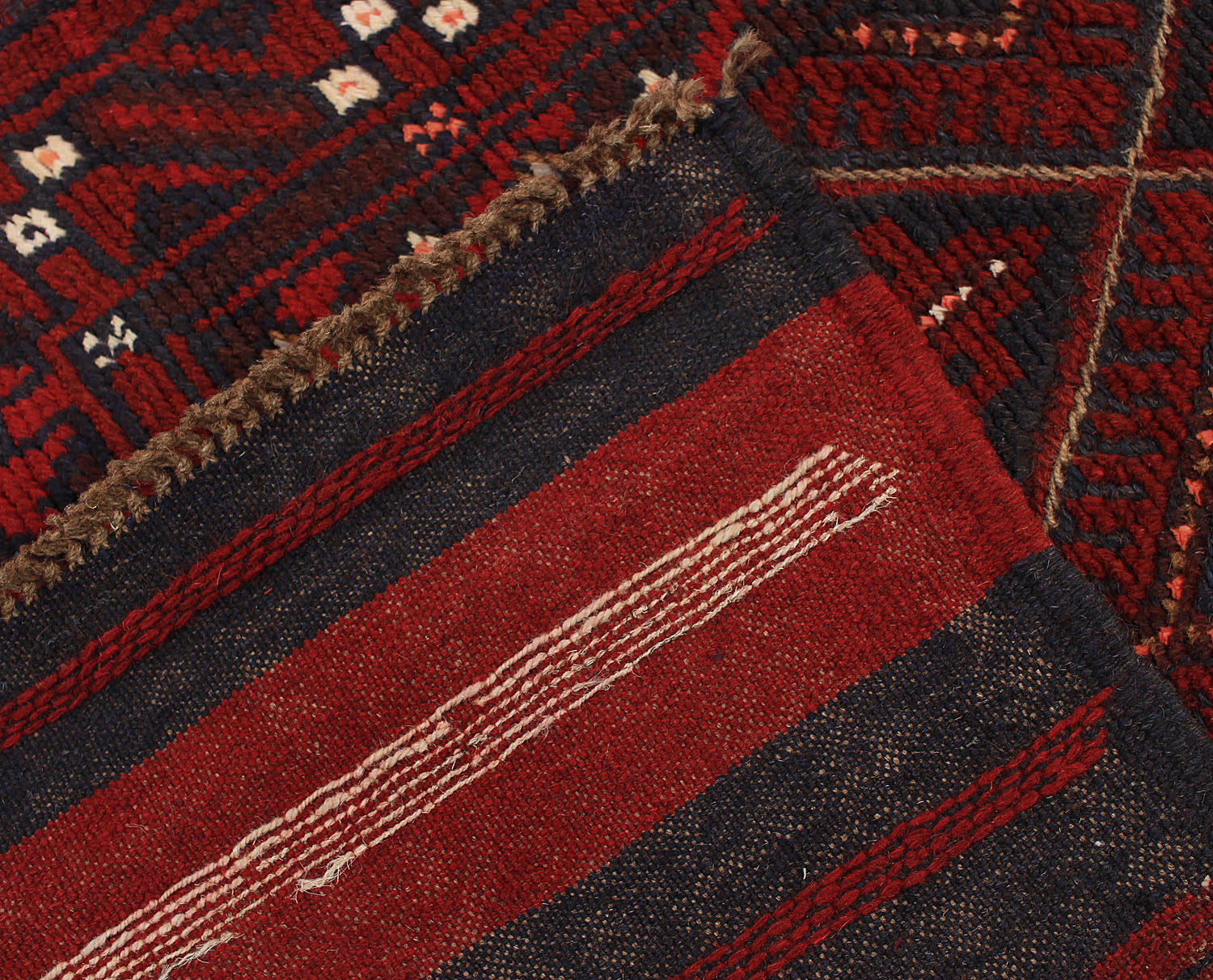 10' 6" X 2' 6"  Red Handmade Mashwani Afghan Rug Runner