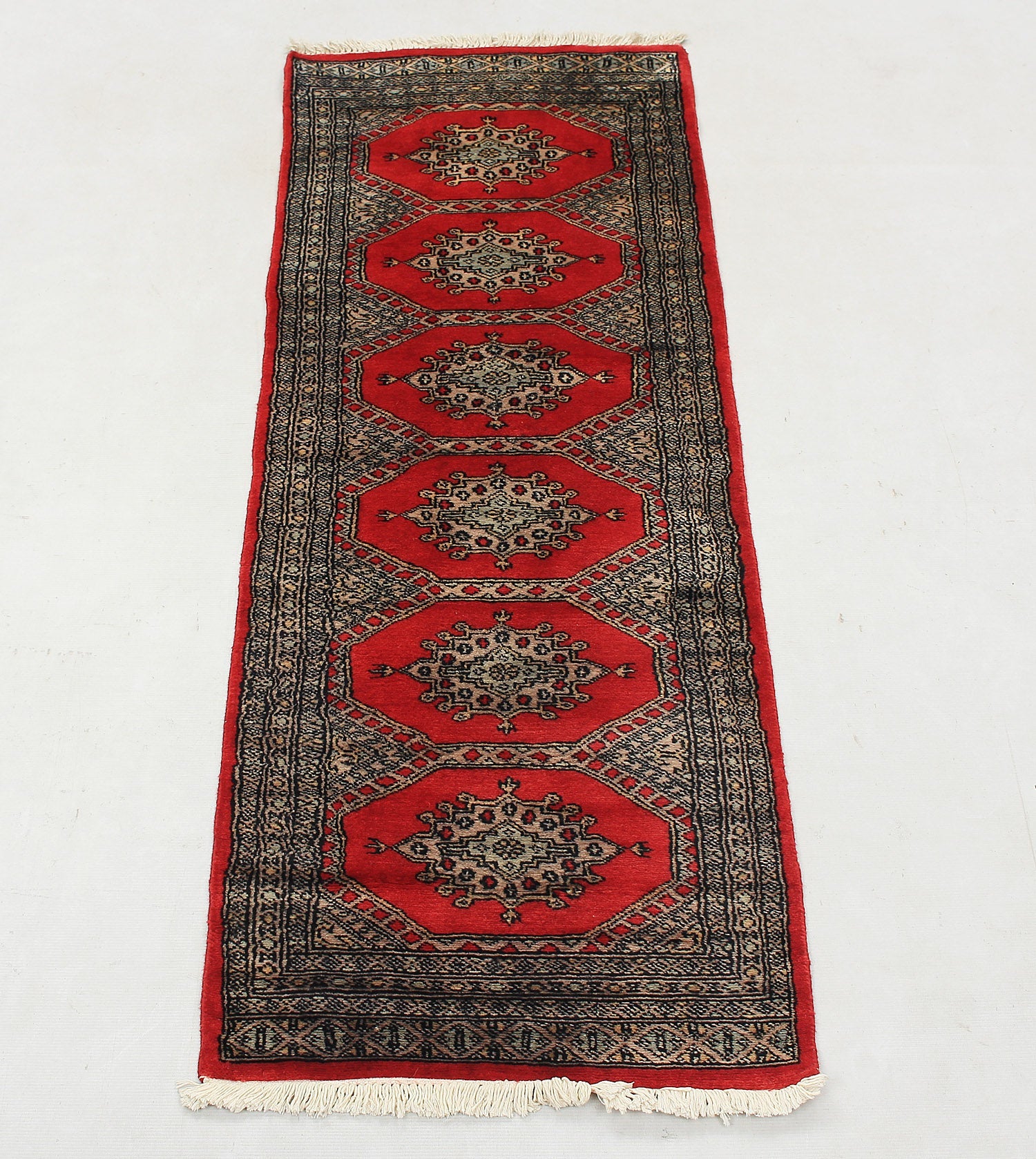 2' 6" x 6'  Red Handmade Jaldar Afghan Rug Runner