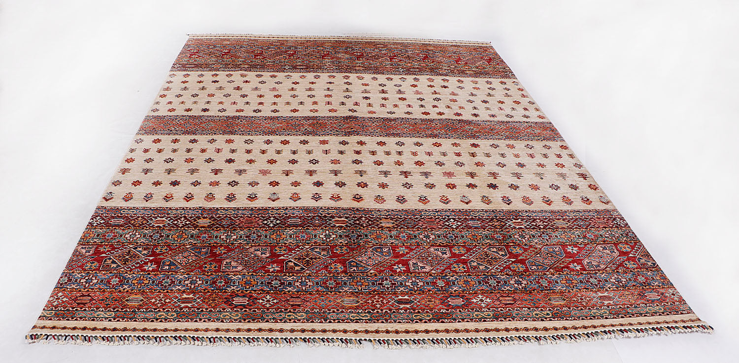 Khurjeen Persian Hand Knotted Wool Rug Ivory 9' x 12'