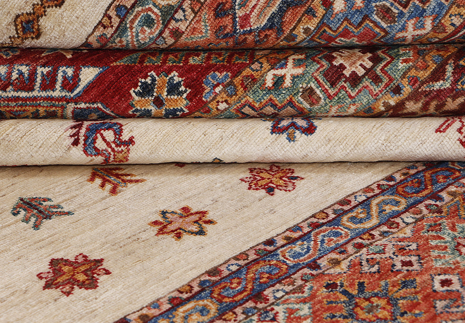 Khurjeen Persian Hand Knotted Wool Rug Ivory 9' x 12'