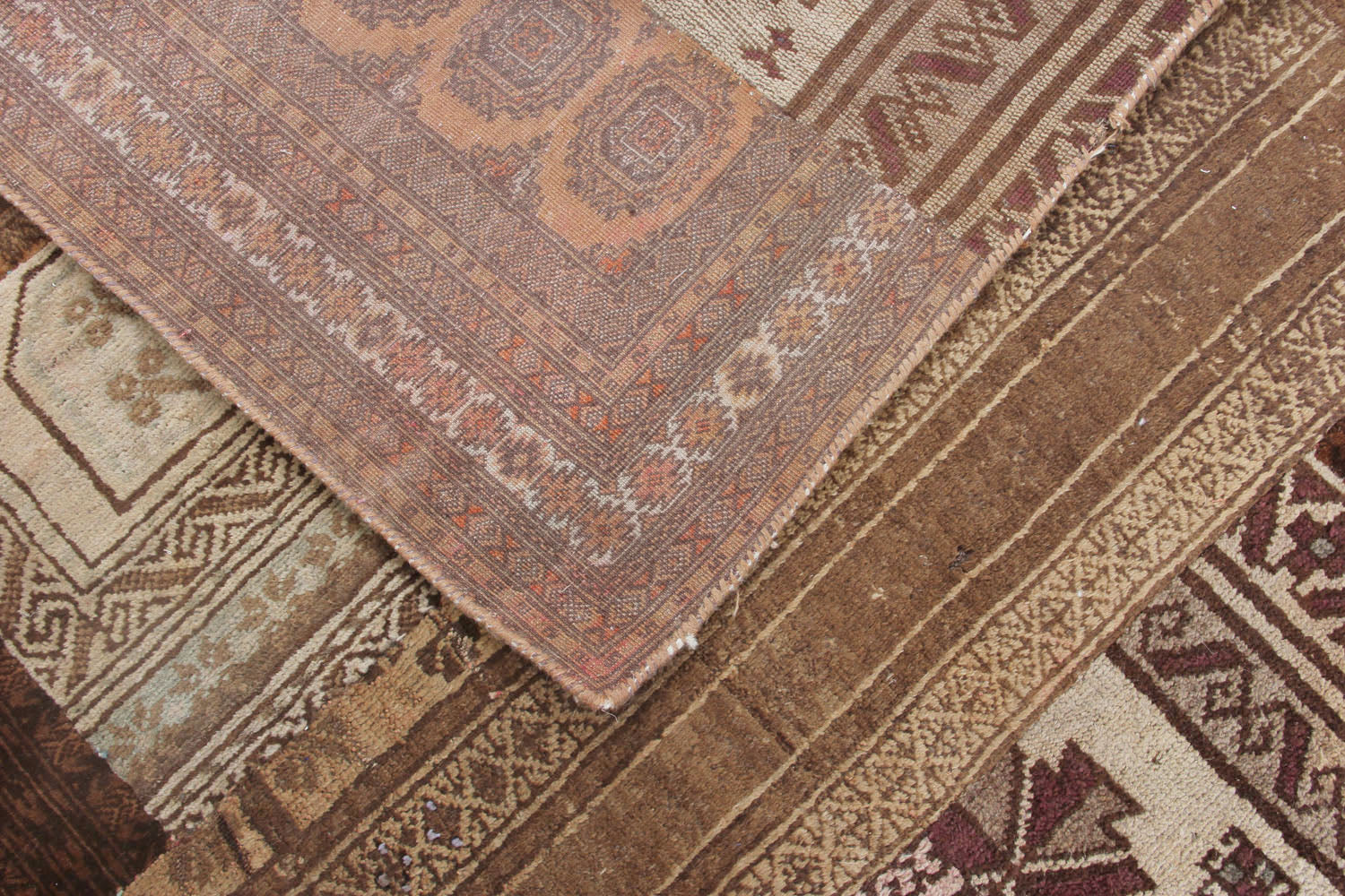 5' 6" X 8'  Brown Handmade Patch Work Afghan Rug Rectangular