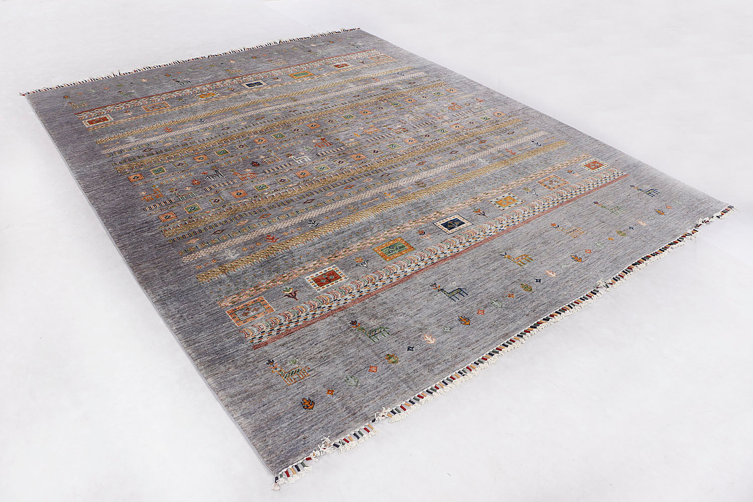 Khurjeen Persian Hand Knotted Wool Rug Gray 8' x 10'
