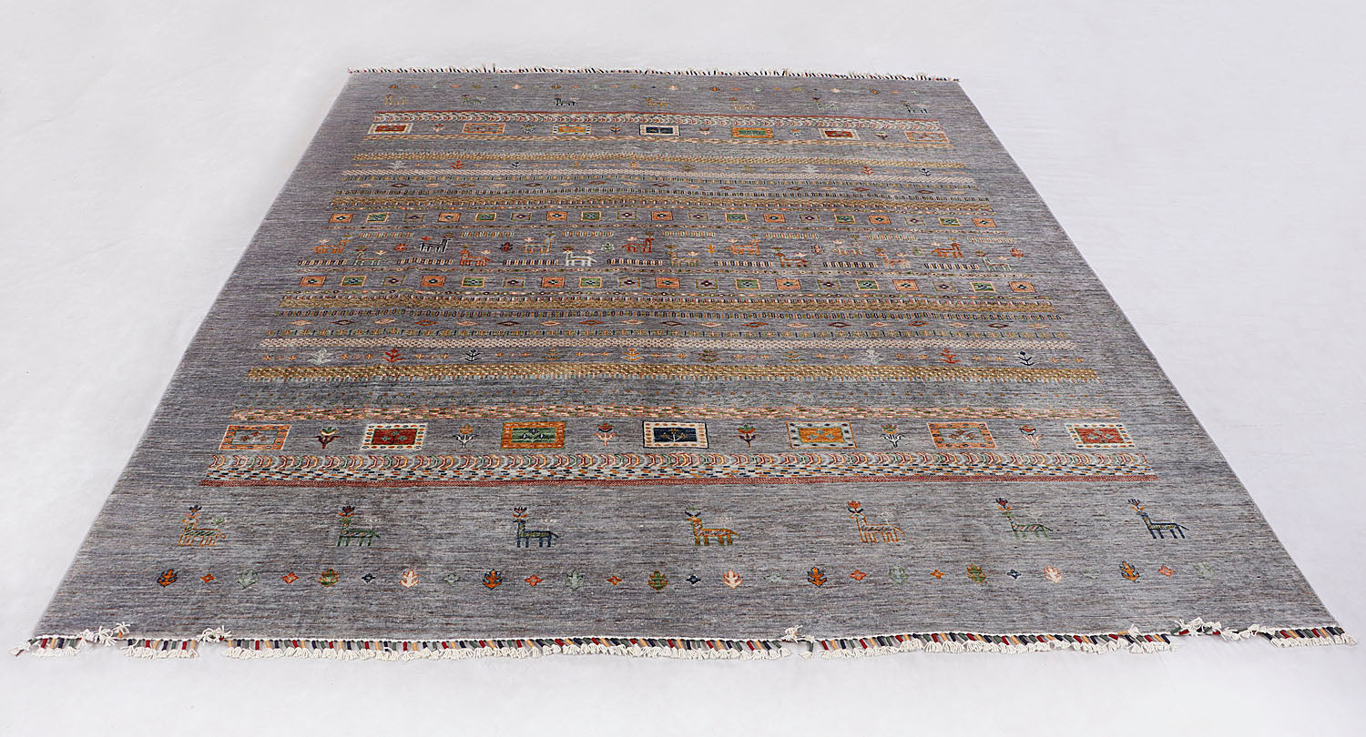 Khurjeen Persian Hand Knotted Wool Rug Gray 8' x 10'