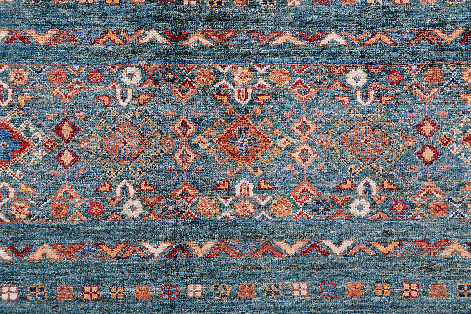 Khurjeen Persian Hand Knotted Wool Rug Green 8' x 10'