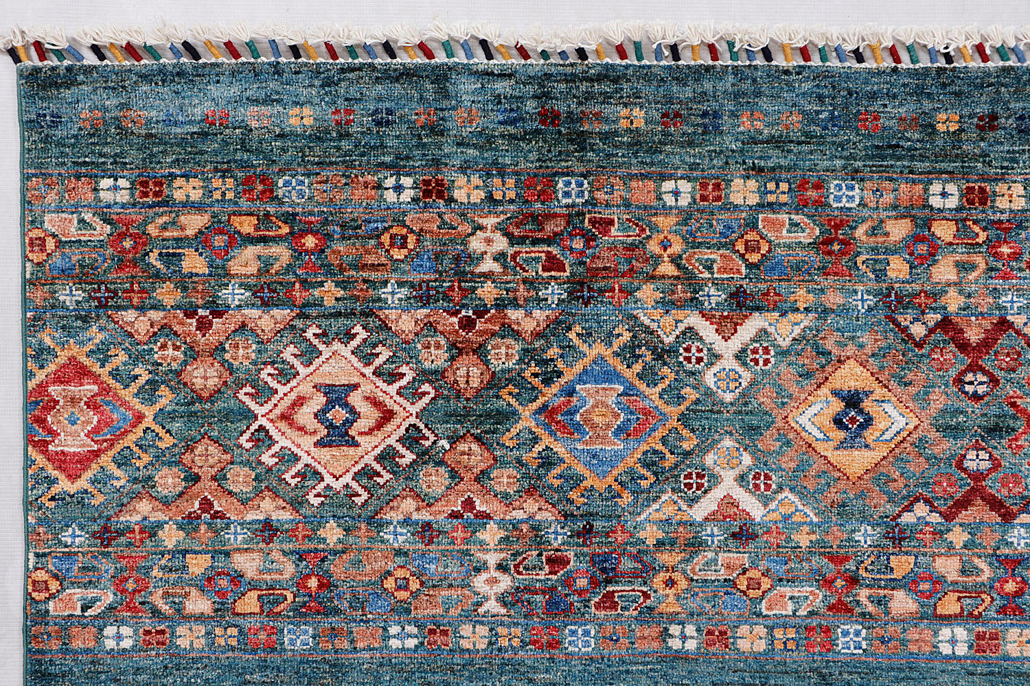 Khurjeen Persian Hand Knotted Wool Rug Green 8' x 10'