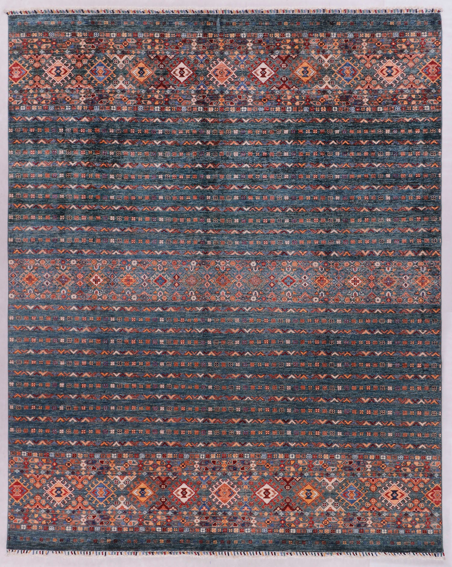 Khurjeen Persian Hand Knotted Wool Rug Green 8' x 10'