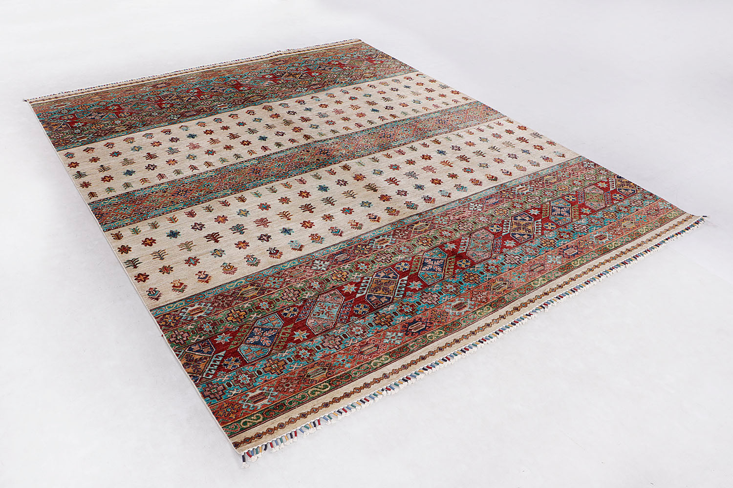 Khurjeen Persian Hand Knotted Wool Rug Ivory 8' x 10'